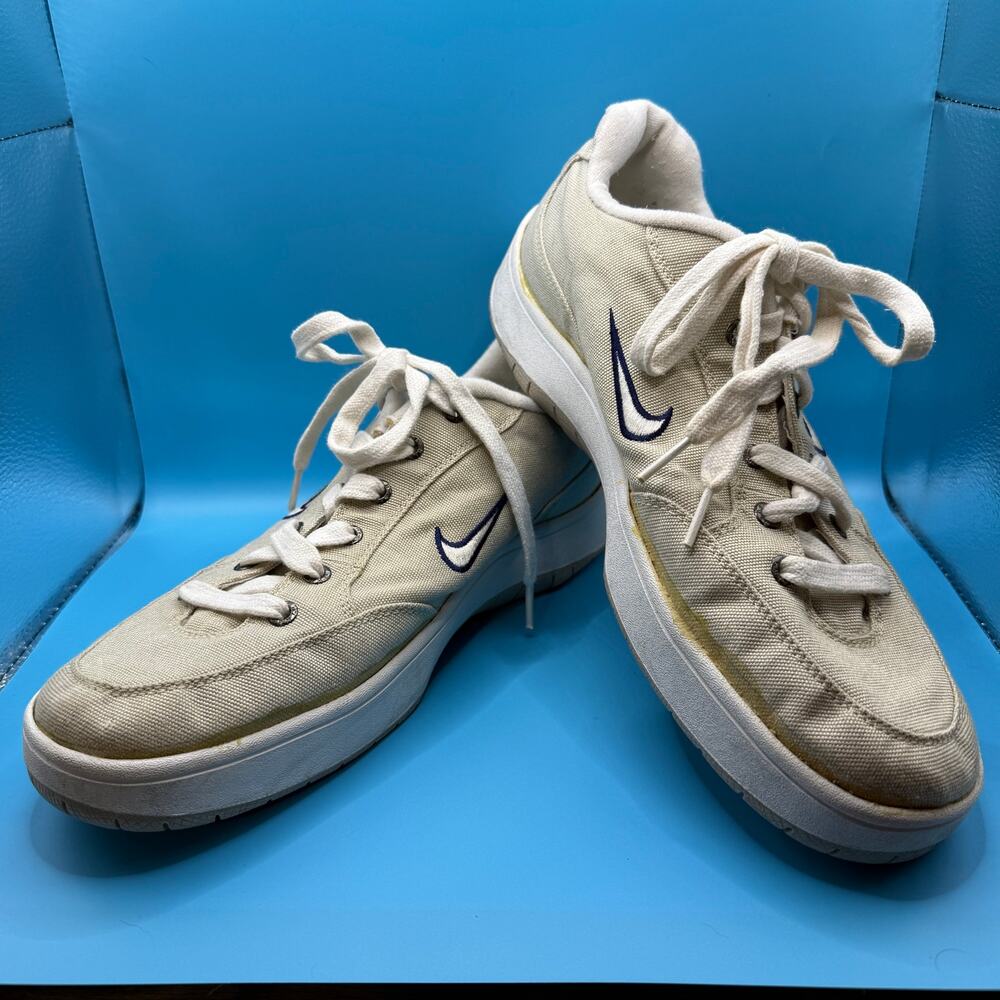 Vintage Nike Montara Plus Canvas Men’s 11 Beige Navy Sneakers 142056-211 Rare